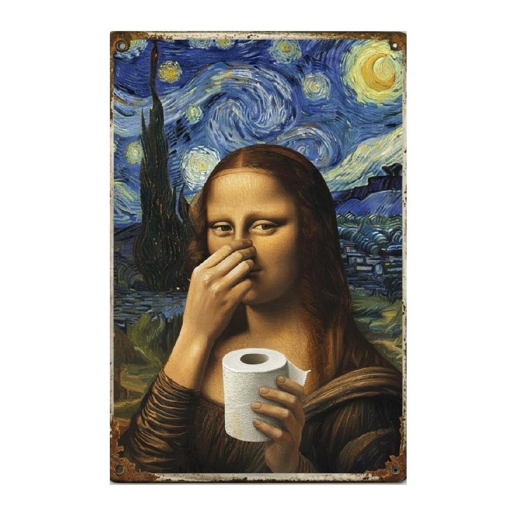 🚽 Mona Lisa Bathroom Metal Sign