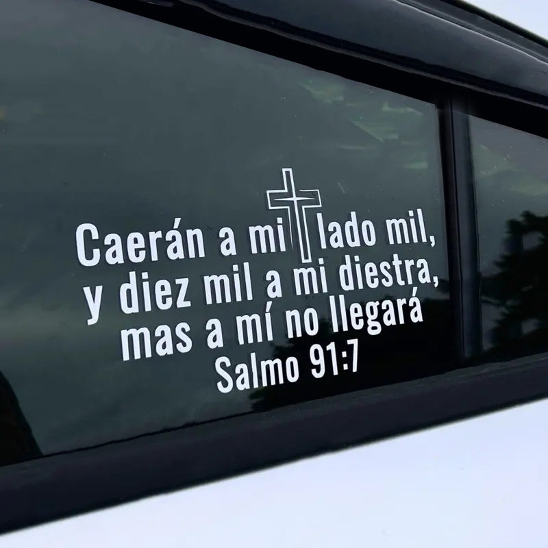 Salmo 91:7 Spanish Bible Verse Car Decal