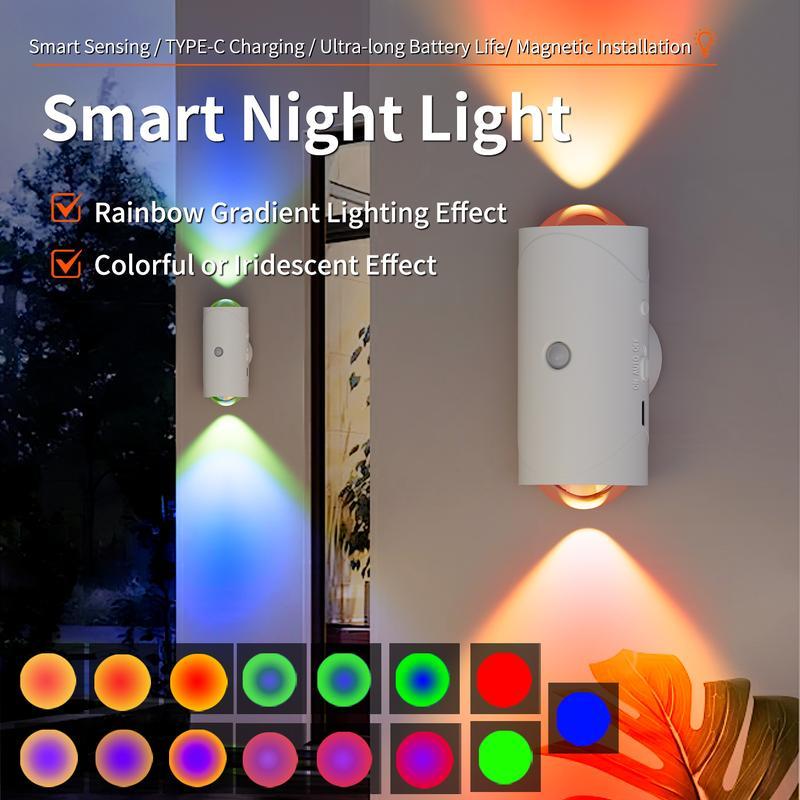 Smart Rechargeable LED Night Light with Motion Sensor – RGB Gradient Ambient Lighting