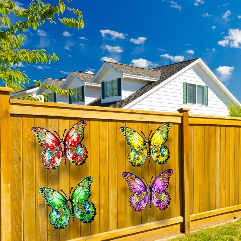 🦋 Vibrant Metal Butterfly Wall Decor Set (4 PCS)