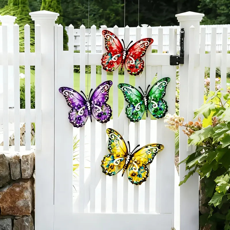 🦋 Vibrant Metal Butterfly Wall Decor Set (4 PCS)