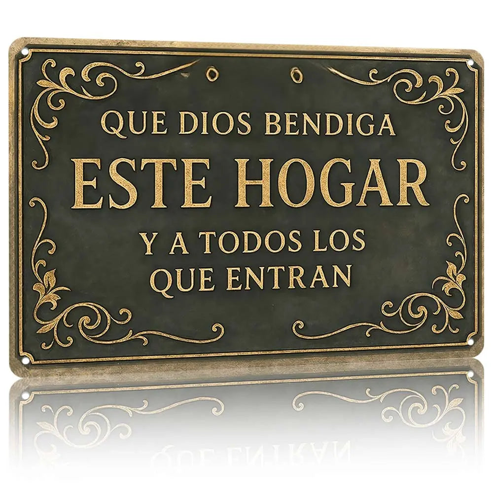 Arte de Pared de Hierro con el Tema Español «Que Dios Bendiga Este Hogar»