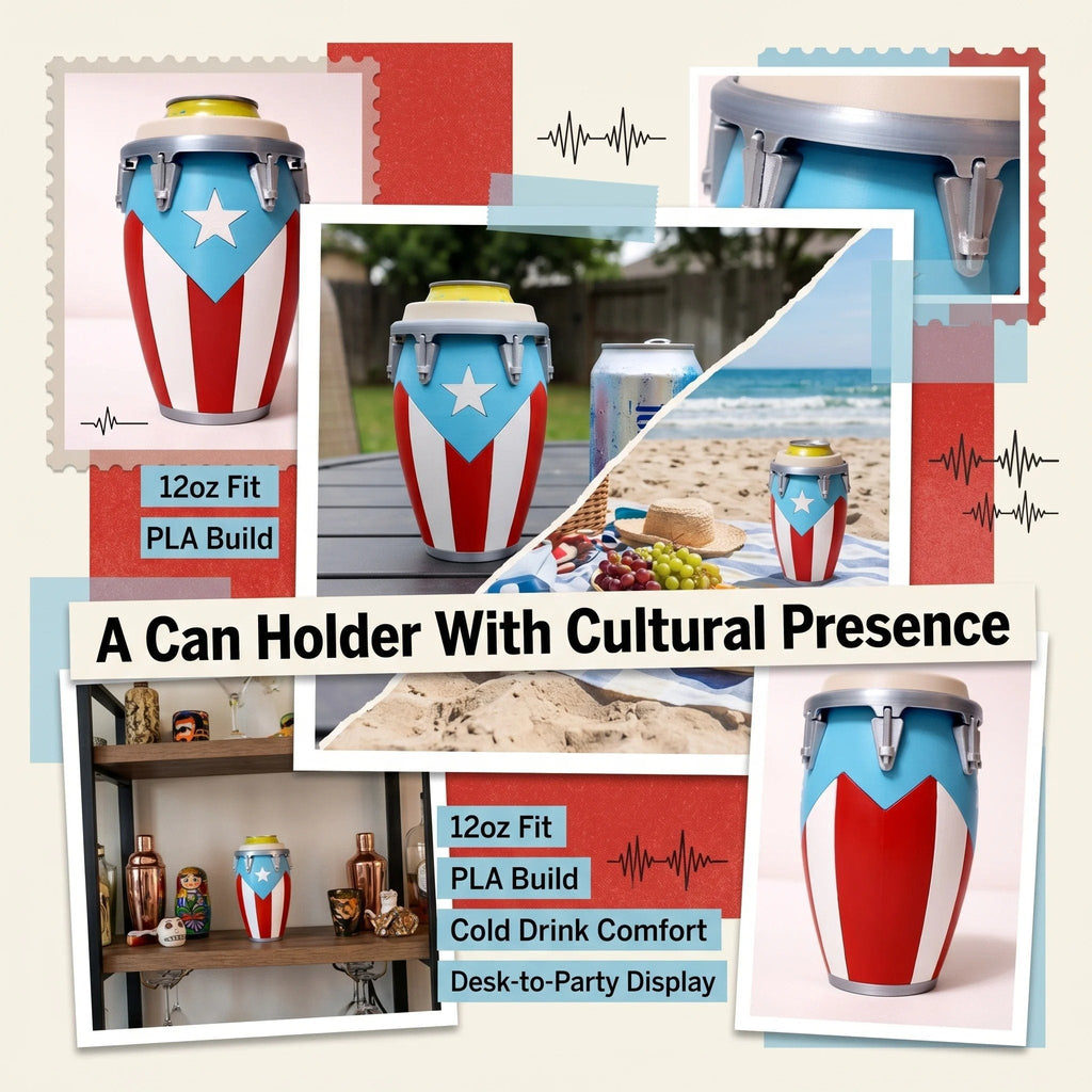 🪘🪘Conga-Style Can Holder – Celebrate Caribbean Pride, One Sip at a Time