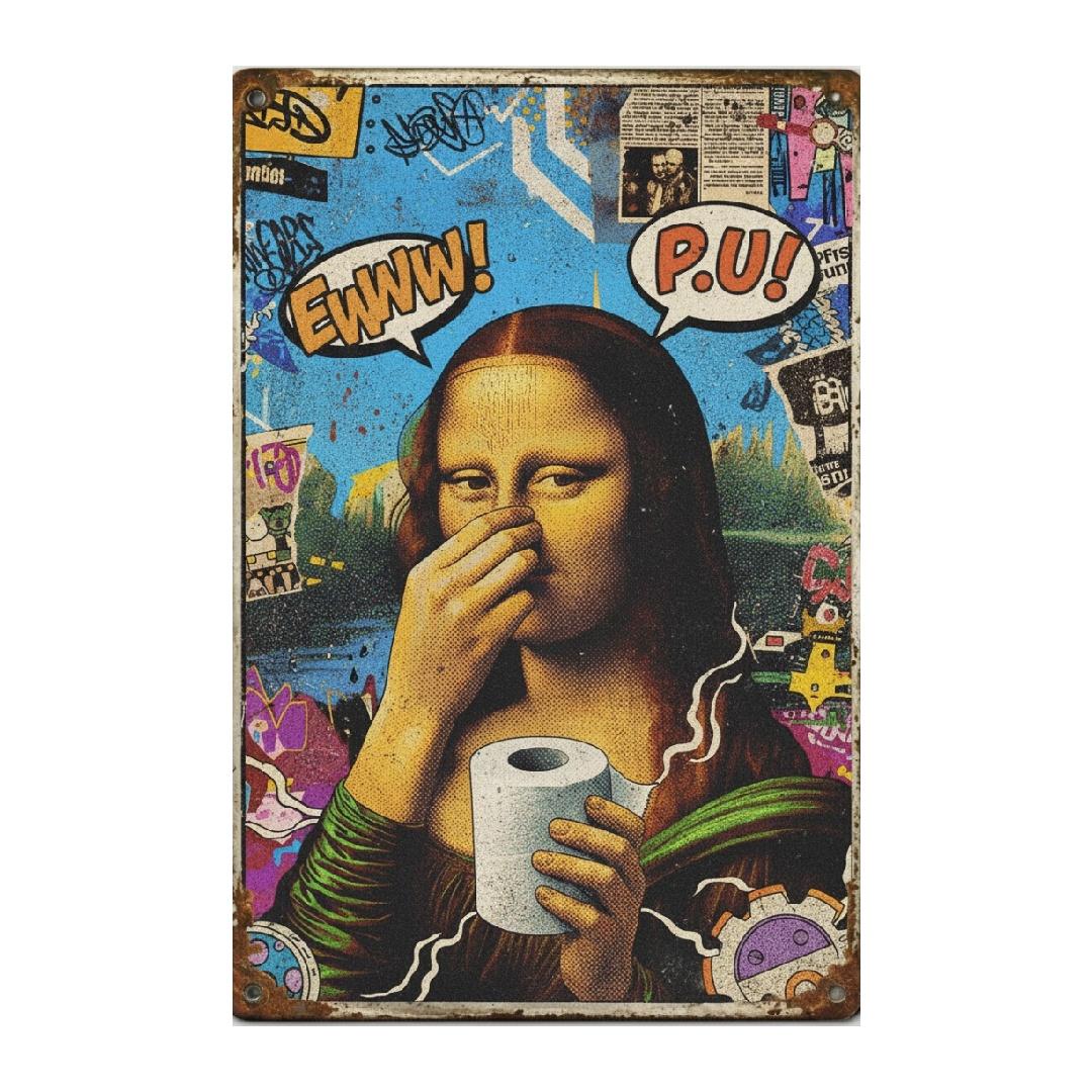 🚽 Mona Lisa Bathroom Metal Sign