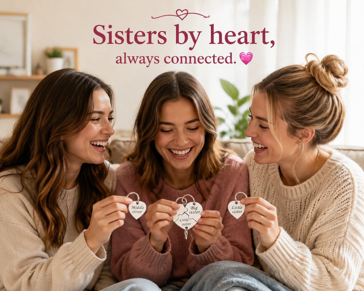 Sister Puzzle Keychain Set (3 Pieces) – Big, Middle & Little Sister Matching Gift