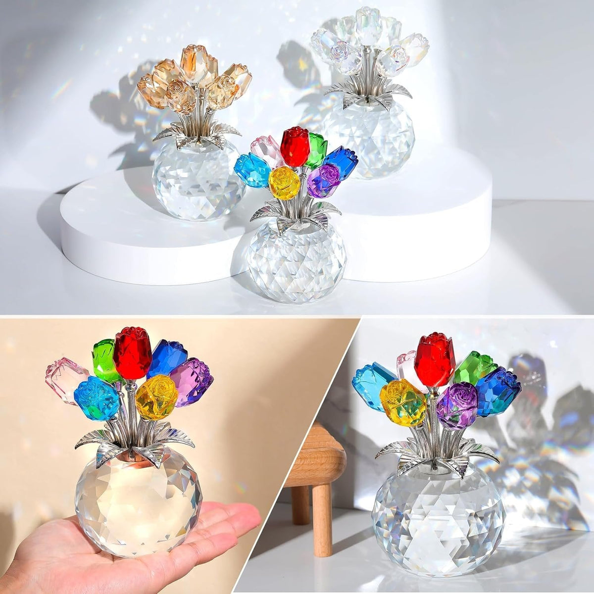 🔥Hot Sale 70% OFF💖💎Crystal Colorful Rose Flower Vase