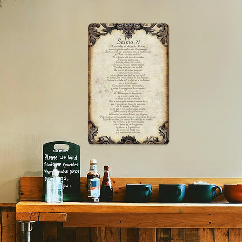 'Salmo 91’ Vintage Metal Sign| Spanish Psalm Wall Decor