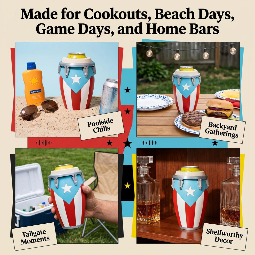 🪘🪘Conga-Style Can Holder – Celebrate Caribbean Pride, One Sip at a Time