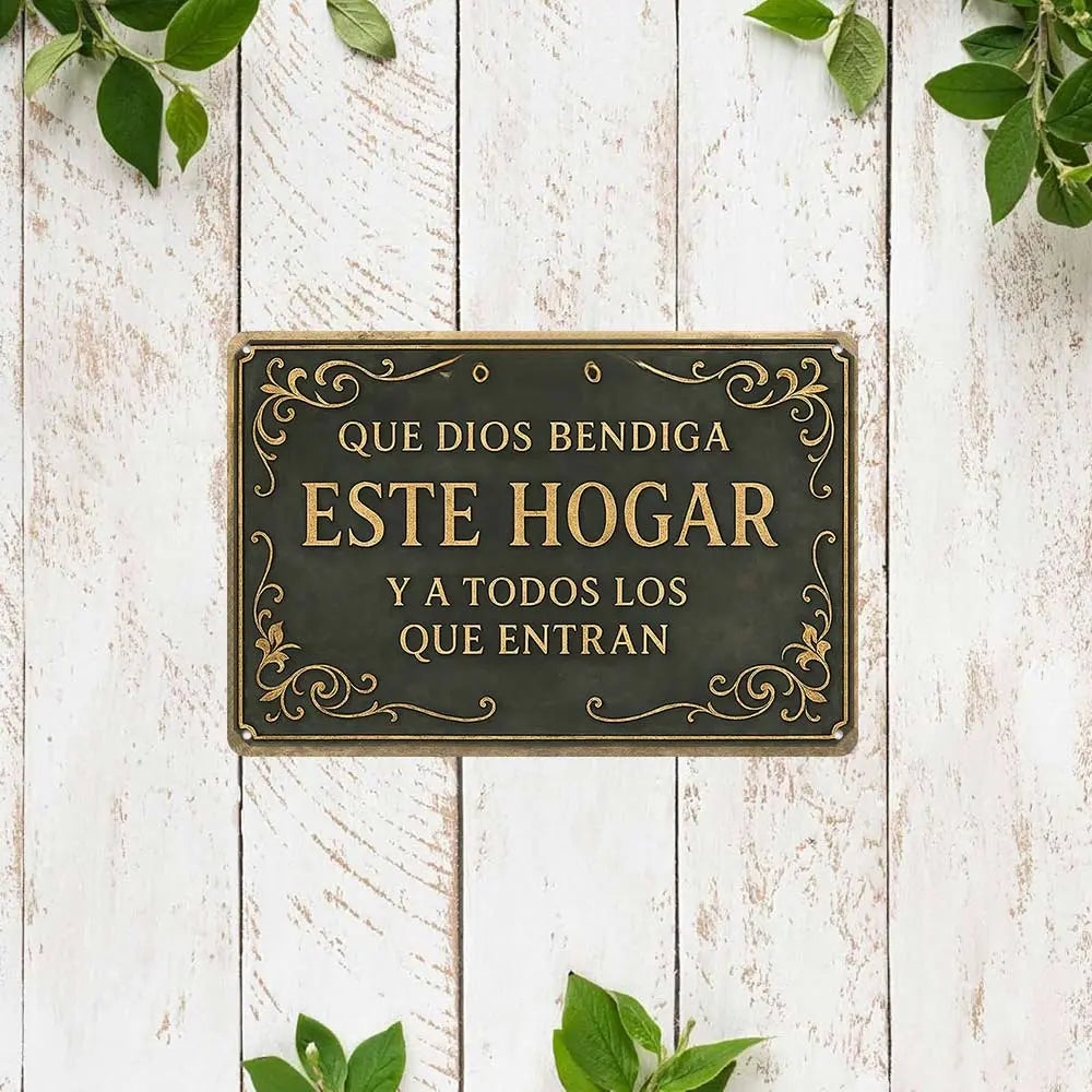 Arte de Pared de Hierro con el Tema Español «Que Dios Bendiga Este Hogar»