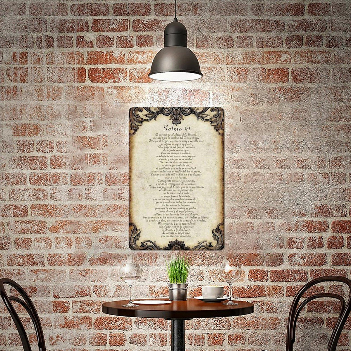 Letrero Metálico Vintage «Salmo 91» | Decoración de Pared con Salmo en Español