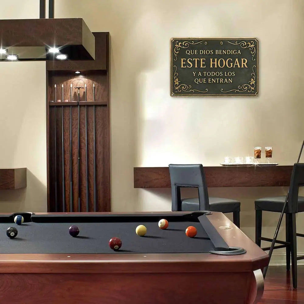 Arte de Pared de Hierro con el Tema Español «Que Dios Bendiga Este Hogar»