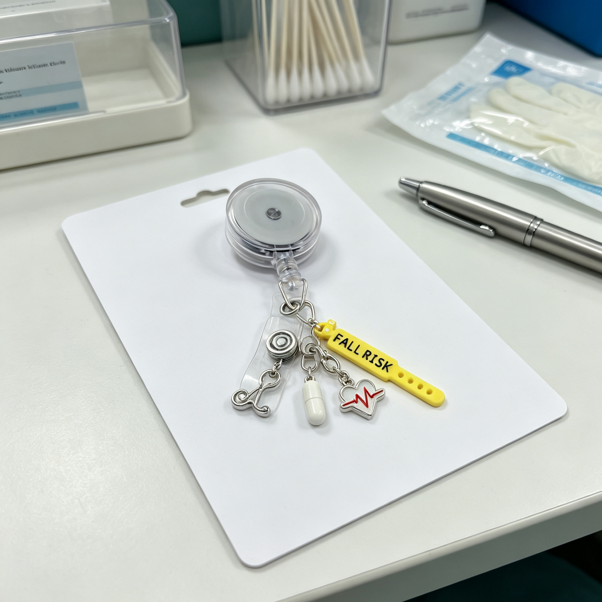 Funny Nurse badge charm - Miniature Fall Risk band