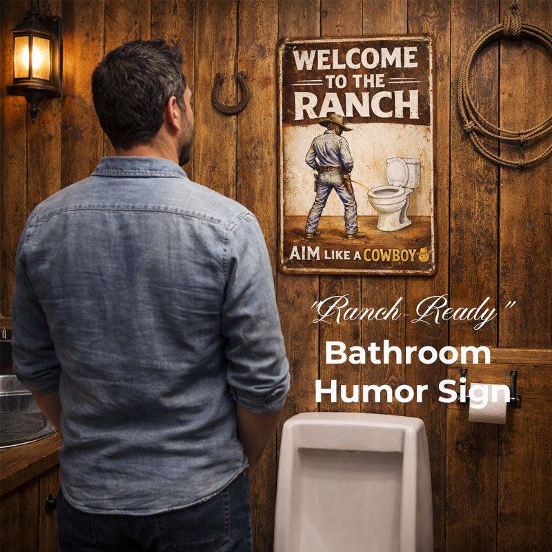 "Ranch-Ready" Bathroom Humor Sign 🤠