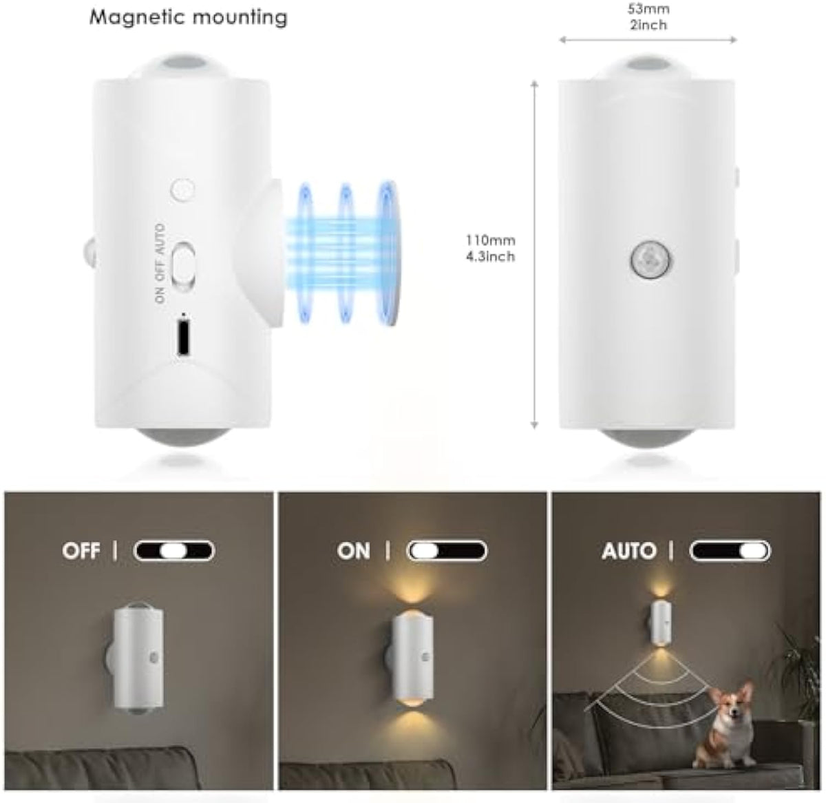 Smart Rechargeable LED Night Light with Motion Sensor – RGB Gradient Ambient Lighting