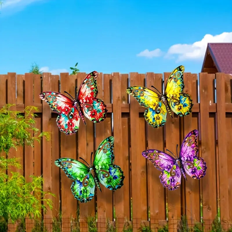 🦋 Vibrant Metal Butterfly Wall Decor Set (4 PCS)