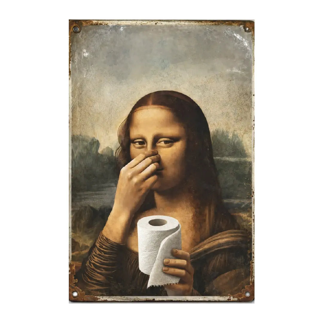 🚽 Mona Lisa Bathroom Metal Sign