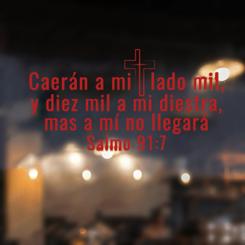 Salmo 91:7 Spanish Bible Verse Car Decal