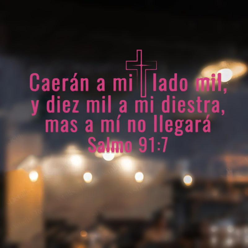 Salmo 91:7 Spanish Bible Verse Car Decal