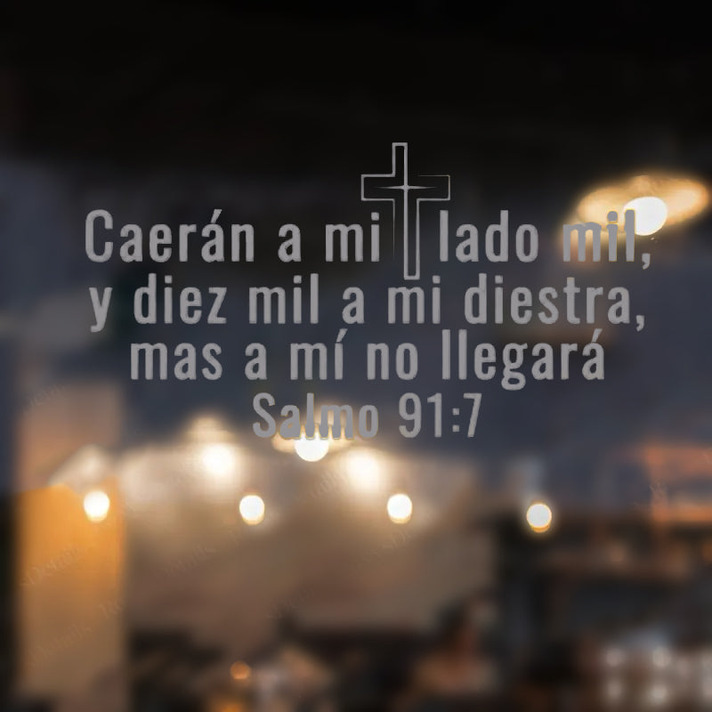 Salmo 91:7 Spanish Bible Verse Car Decal