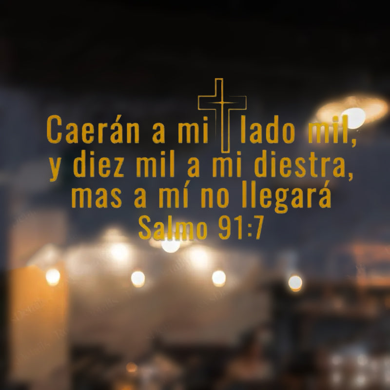 Salmo 91:7 Spanish Bible Verse Car Decal