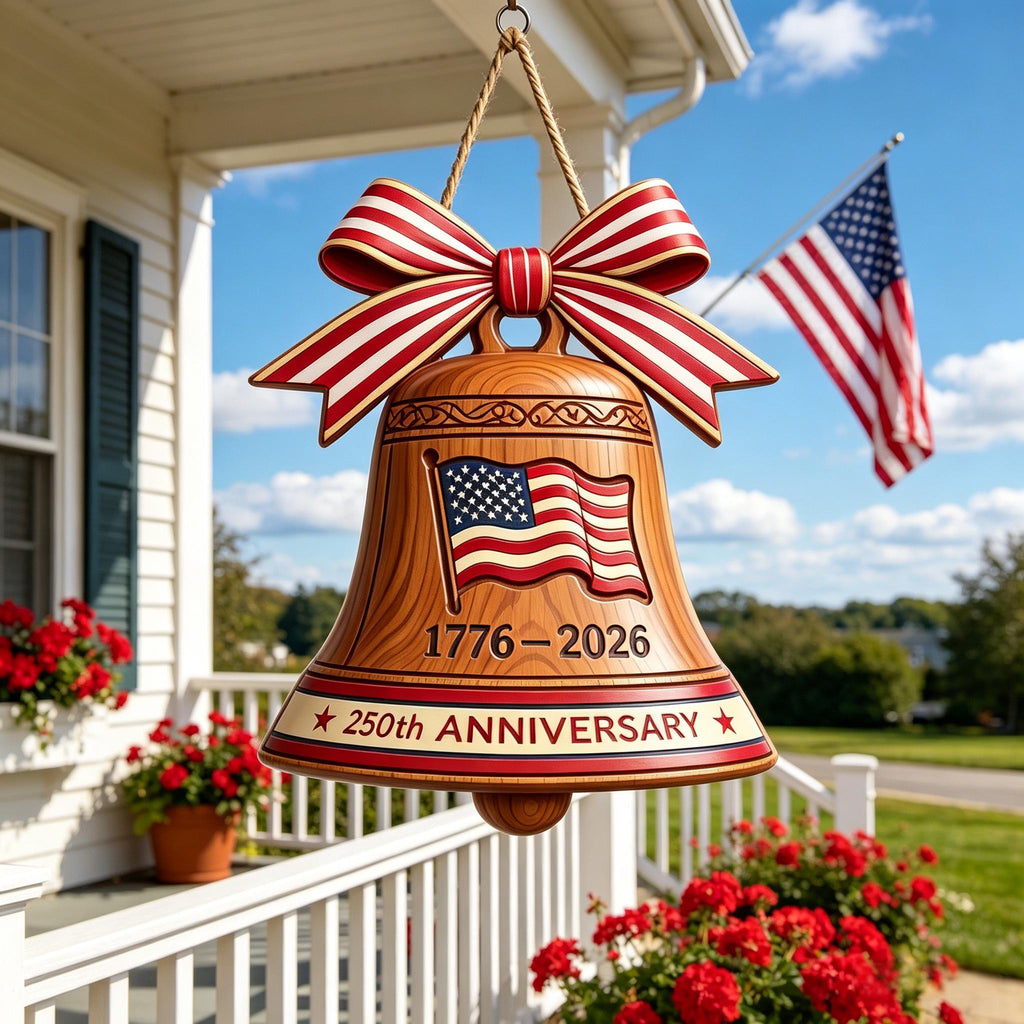 🇺🇸 250th Anniversary Liberty Bell Wooden Door Hanger
