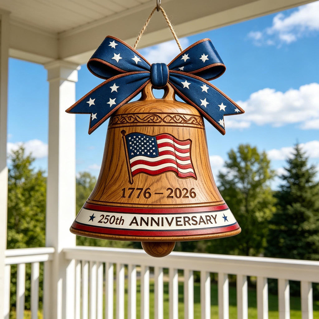 🇺🇸 250th Anniversary Liberty Bell Wooden Door Hanger