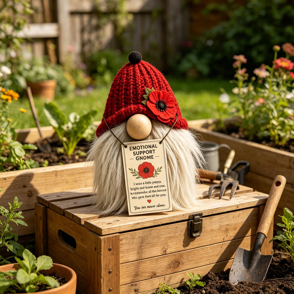 Poppy Memorial Emotional Support Gnome