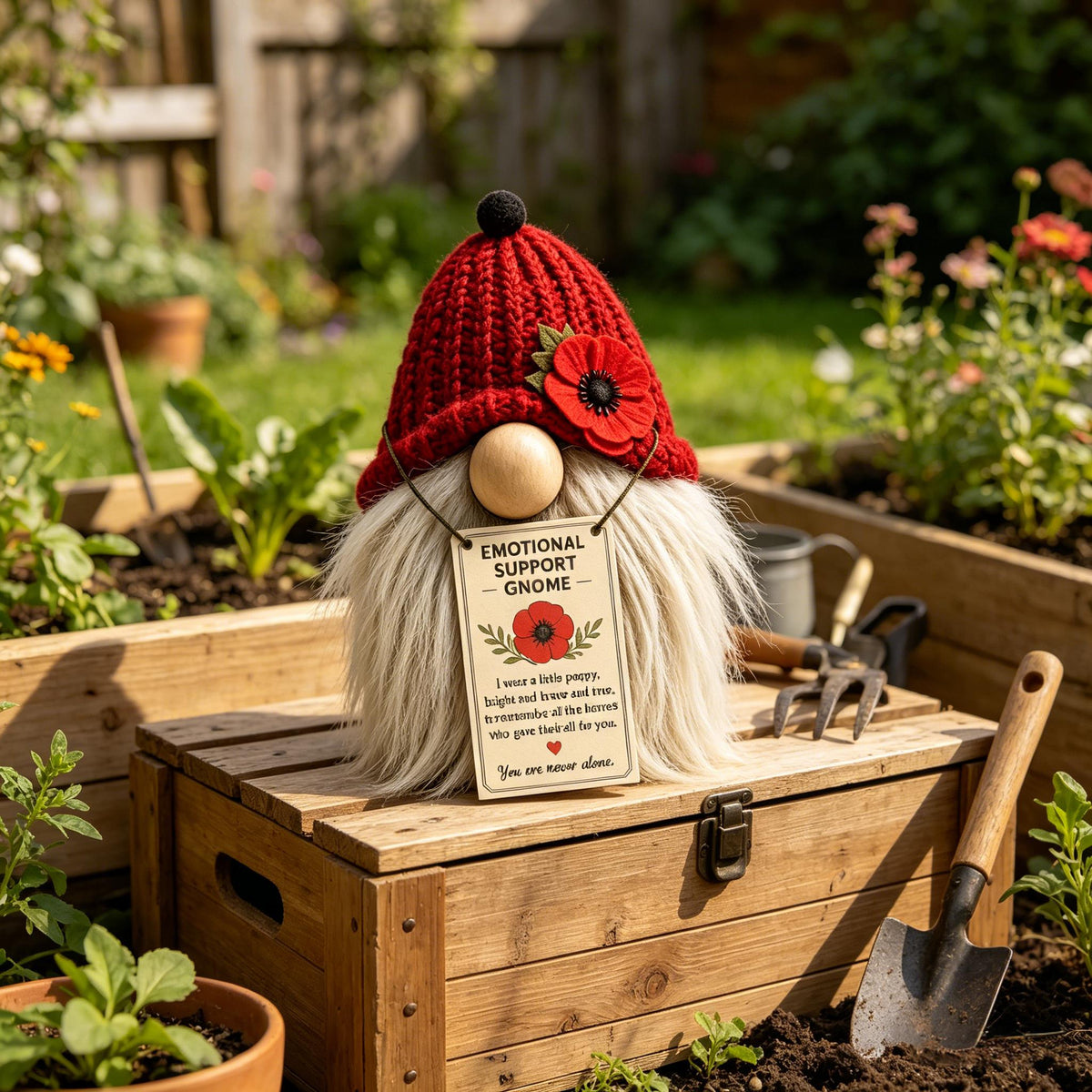 Poppy Memorial Emotional Support Gnome