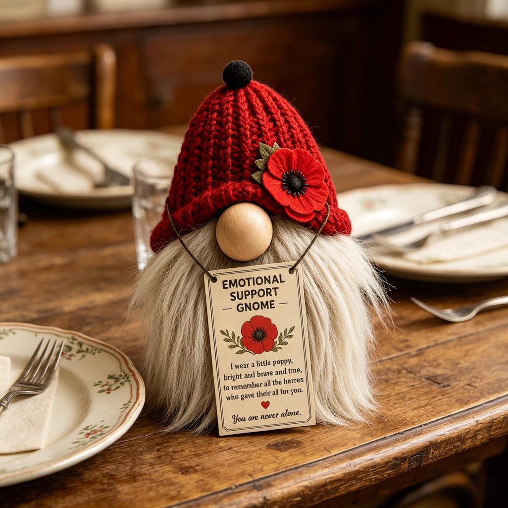 Poppy Memorial Emotional Support Gnome