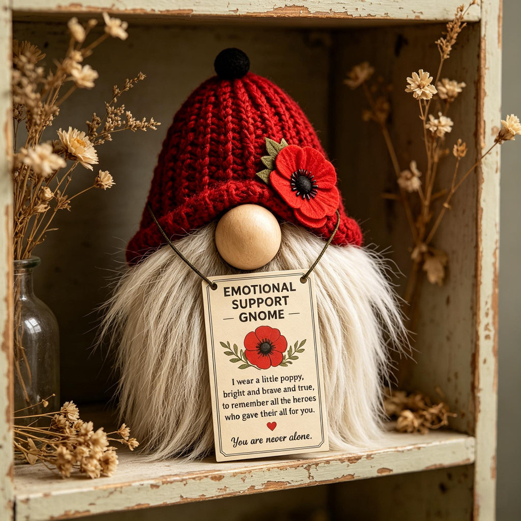 Poppy Memorial Emotional Support Gnome