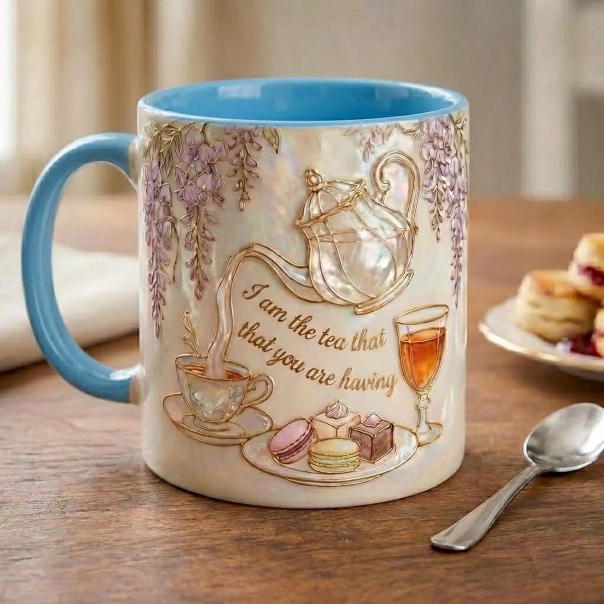 I Am The Tea That You Are Having Faux 3D Mug – Bookish Tea Lover Accent Mug
