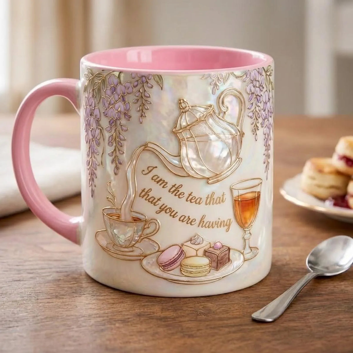 I Am The Tea That You Are Having Faux 3D Mug – Bookish Tea Lover Accent Mug