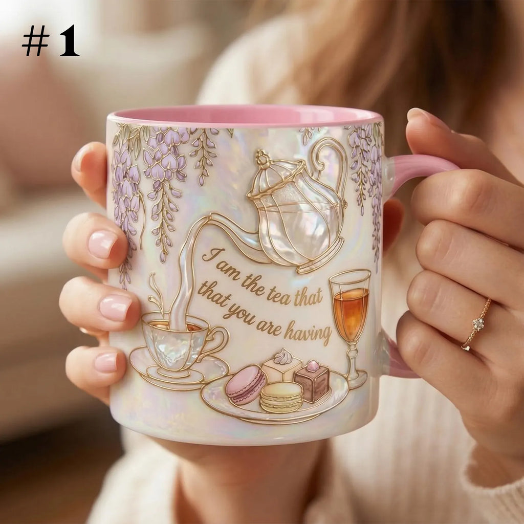 I Am The Tea That You Are Having Faux 3D Mug – Bookish Tea Lover Accent Mug