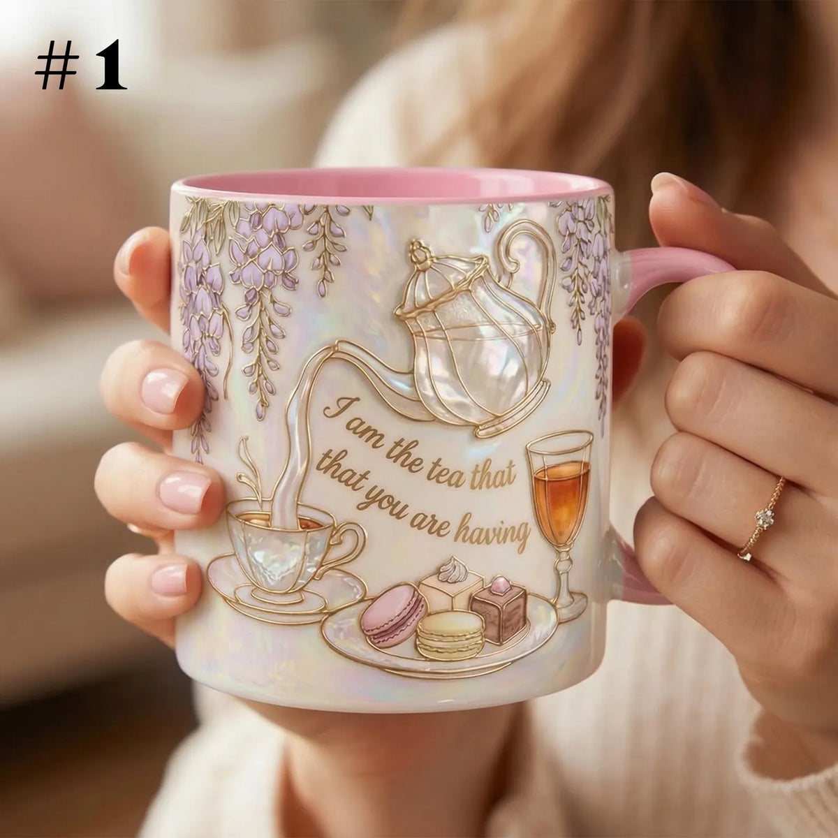 I Am The Tea That You Are Having Faux 3D Mug – Bookish Tea Lover Accent Mug