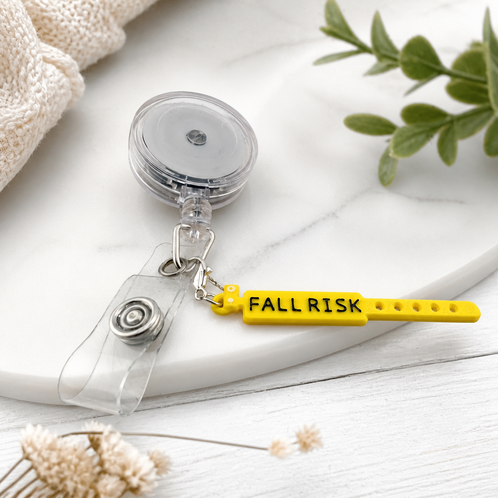 Funny Nurse badge charm - Miniature Fall Risk band