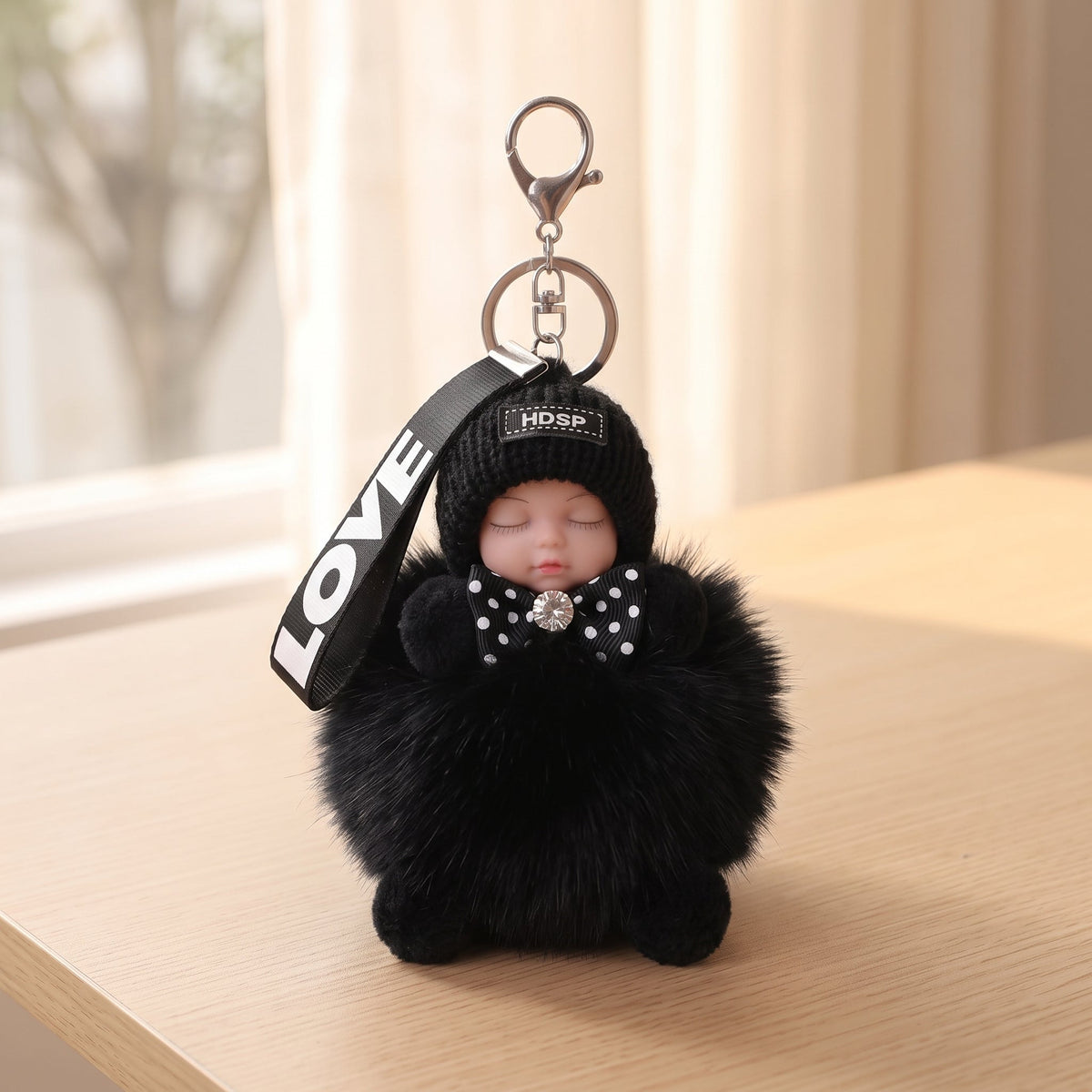 Cute Fluffy Plush Sleeping Doll Keychain
