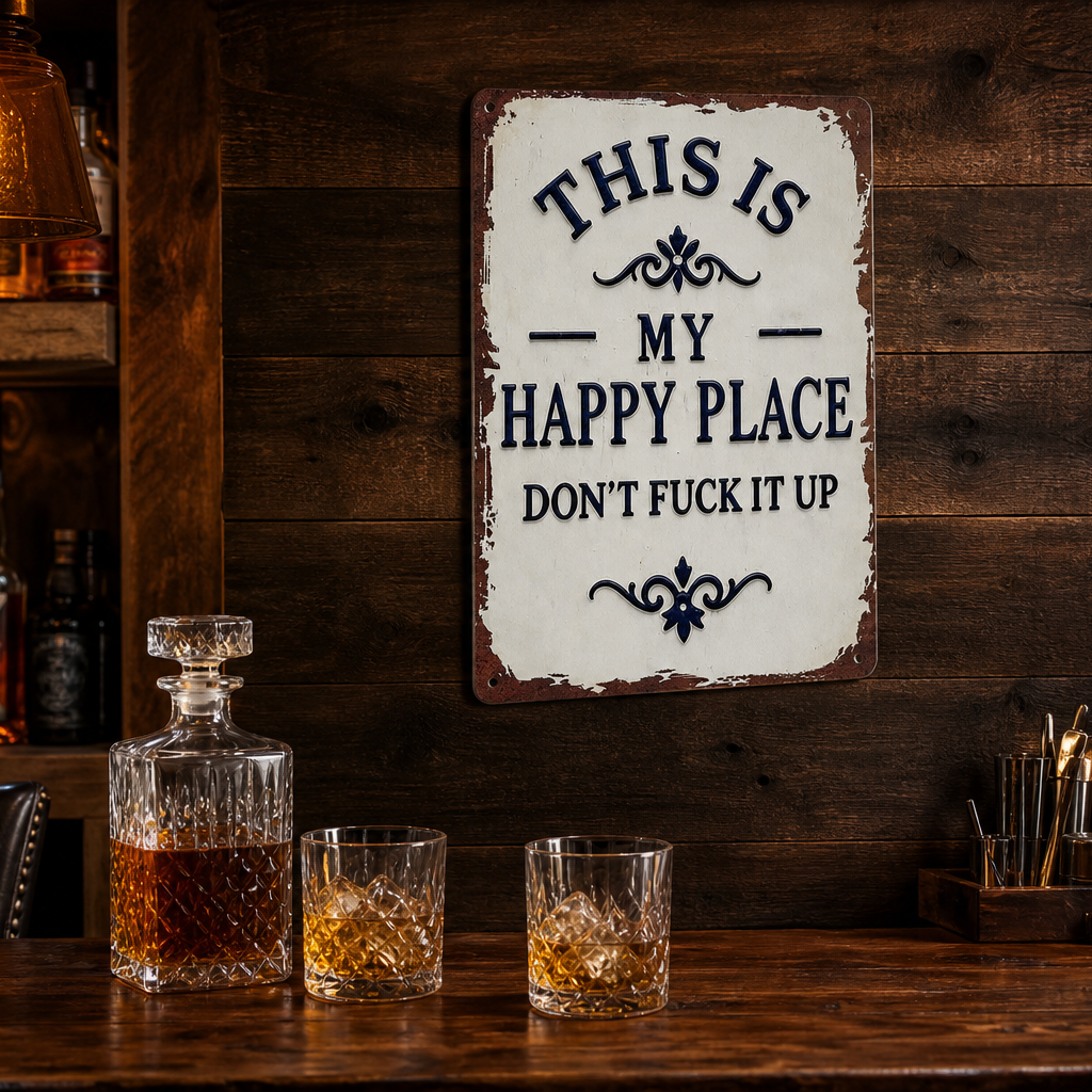 Vintage Metal Tin Sign - This Is My Happy Place Don’t Fuck It Up