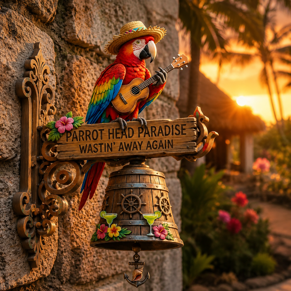 Parrot Head Paradise Wall-Mounted Doorbell