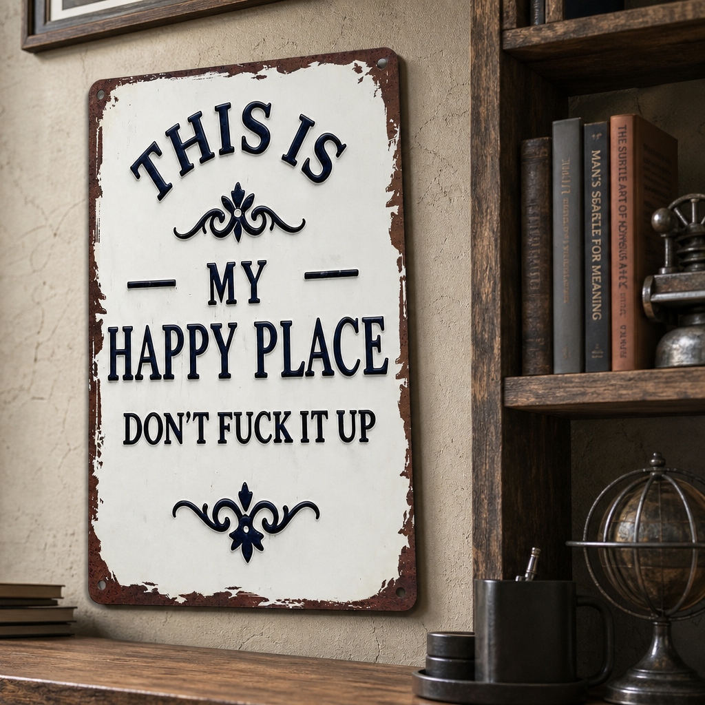 Vintage Metal Tin Sign - This Is My Happy Place Don’t Fuck It Up