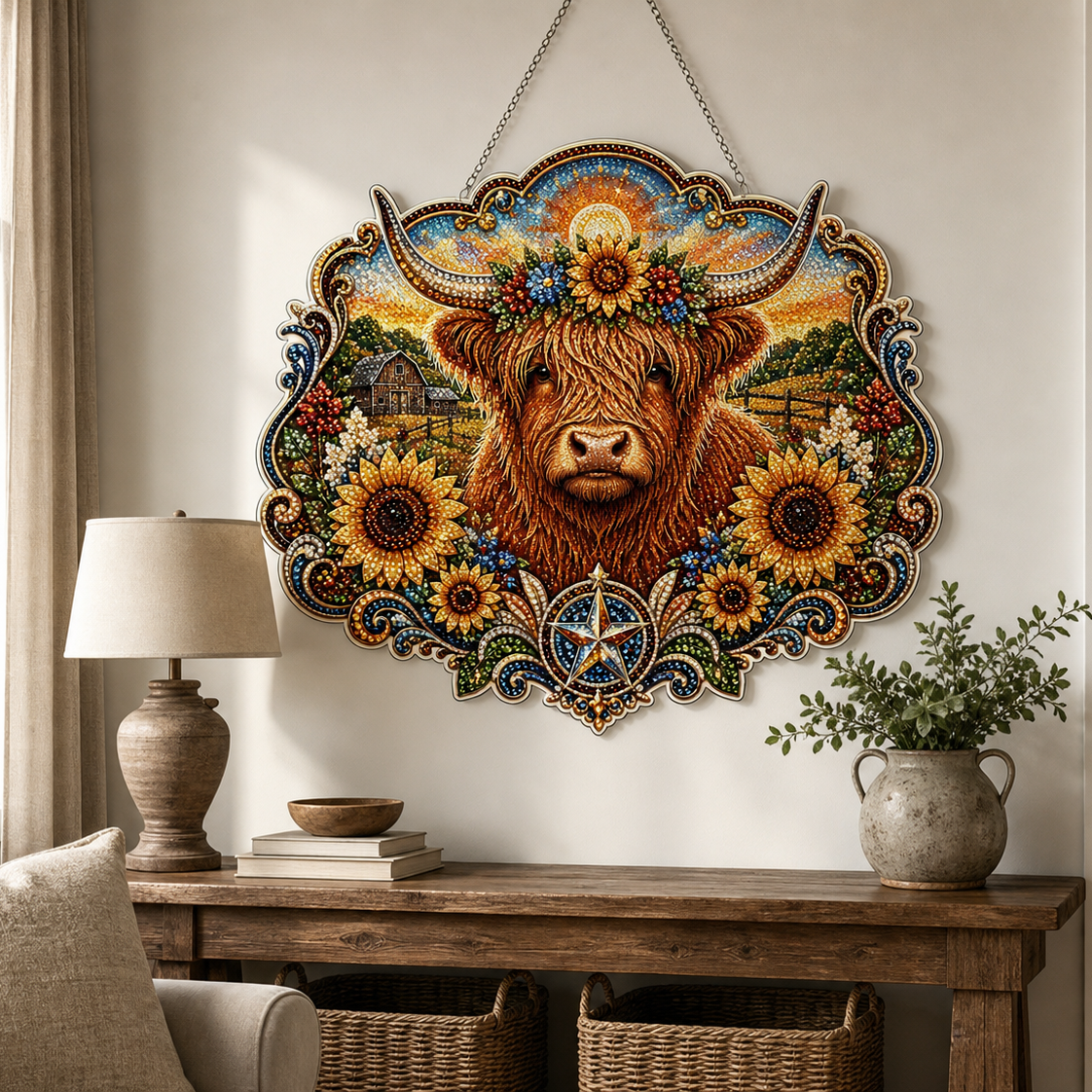 ✝️💐 Cross, Flowers & Dove Diamond Art Hanging Ornament Kit – A Relaxing DIY Craft Filled with Faith & Peace ✨🙏