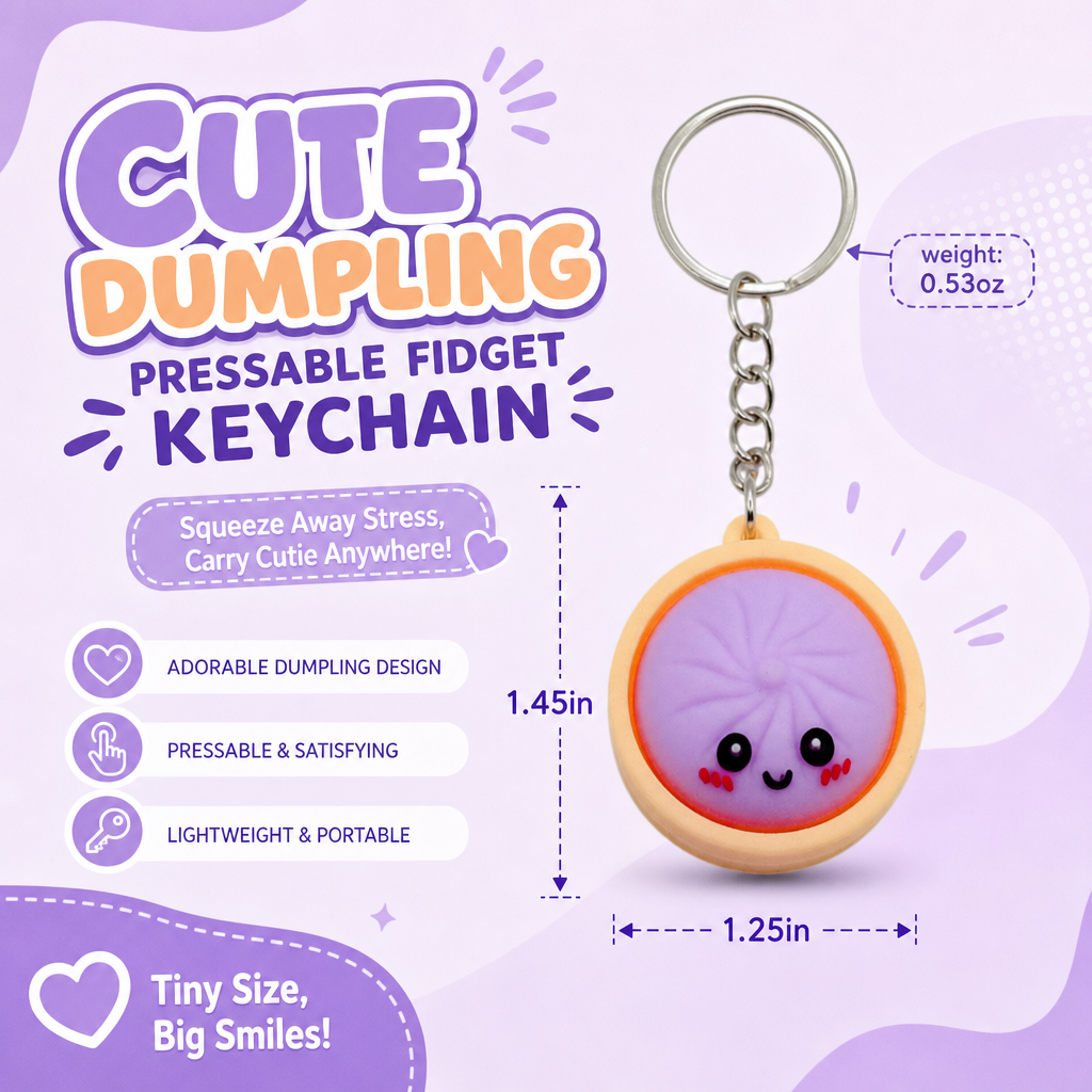 🔥 LAST DAY 49% OFF🔥  Cute Dumpling Pressable Fidget Keychain - touch sensing light