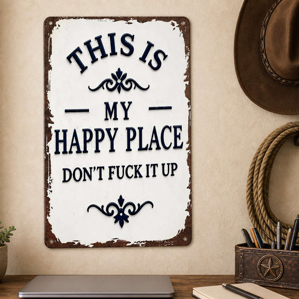 Vintage Metal Tin Sign - This Is My Happy Place Don’t Fuck It Up