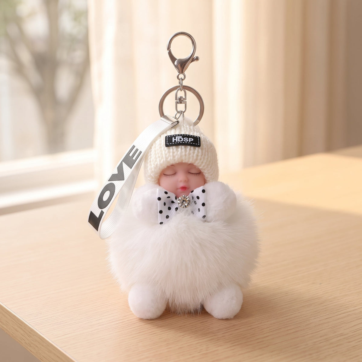 Cute Fluffy Plush Sleeping Doll Keychain