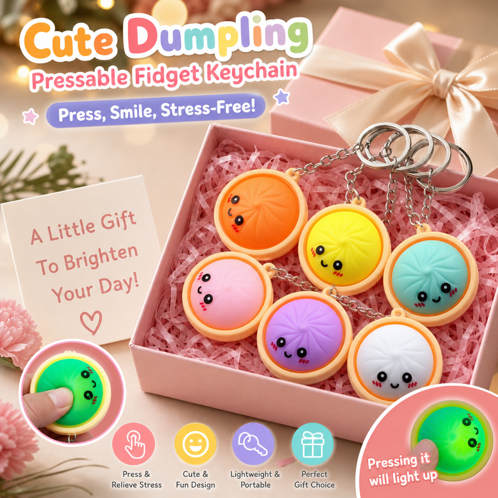 🔥 LAST DAY 49% OFF🔥  Cute Dumpling Pressable Fidget Keychain - touch sensing light