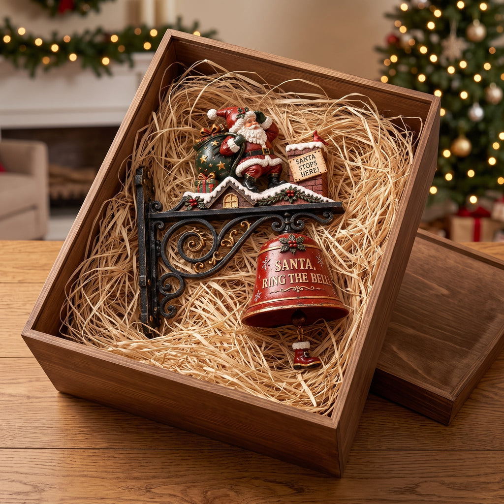 🔔 Santa Stops Here Christmas Wall Mounted Doorbell | Santa Ring The Bell Holiday Porch Decor