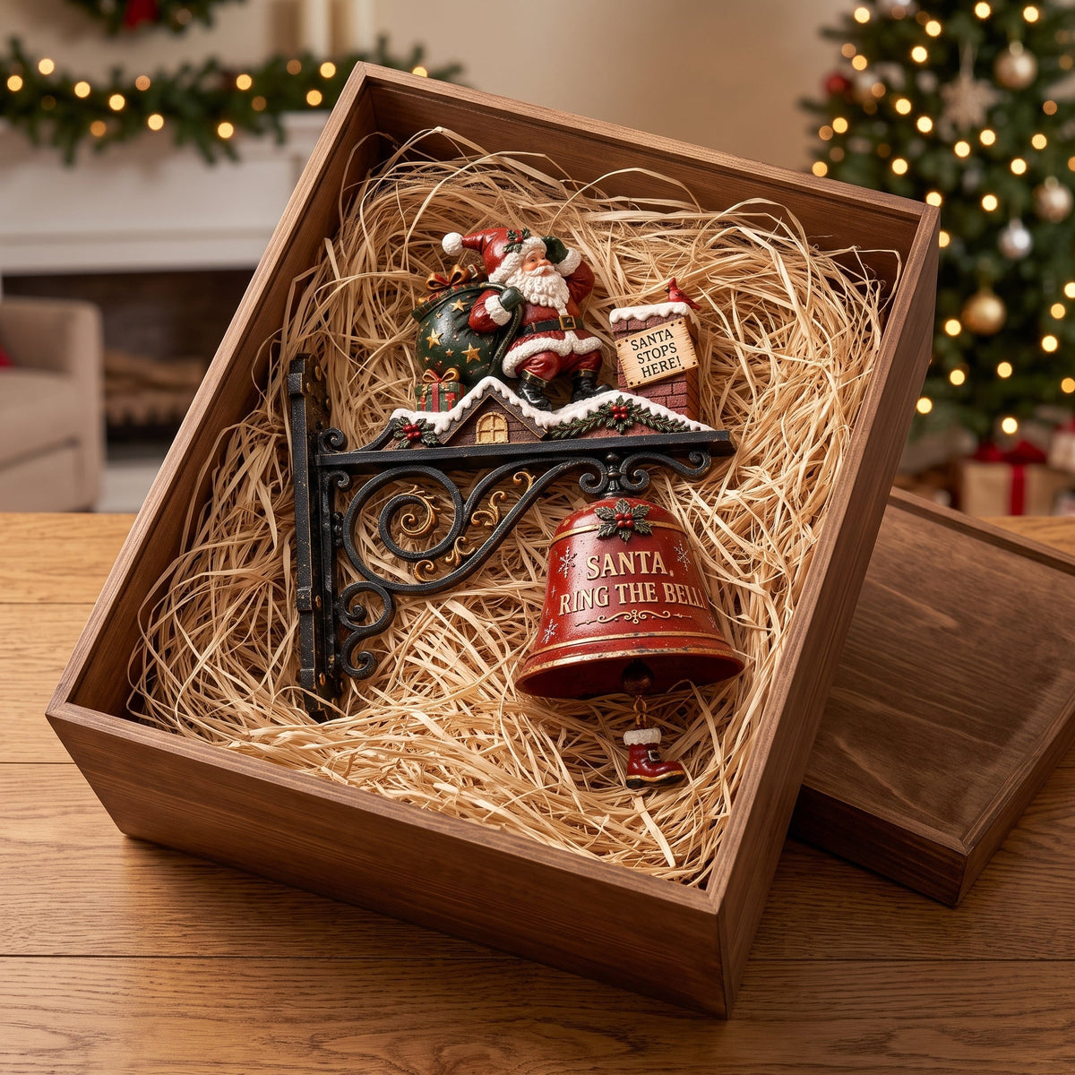 🔔 Santa Stops Here Christmas Wall Mounted Doorbell | Santa Ring The Bell Holiday Porch Decor