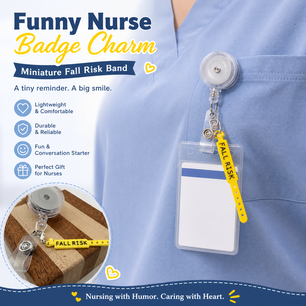 Funny Nurse badge charm - Miniature Fall Risk band