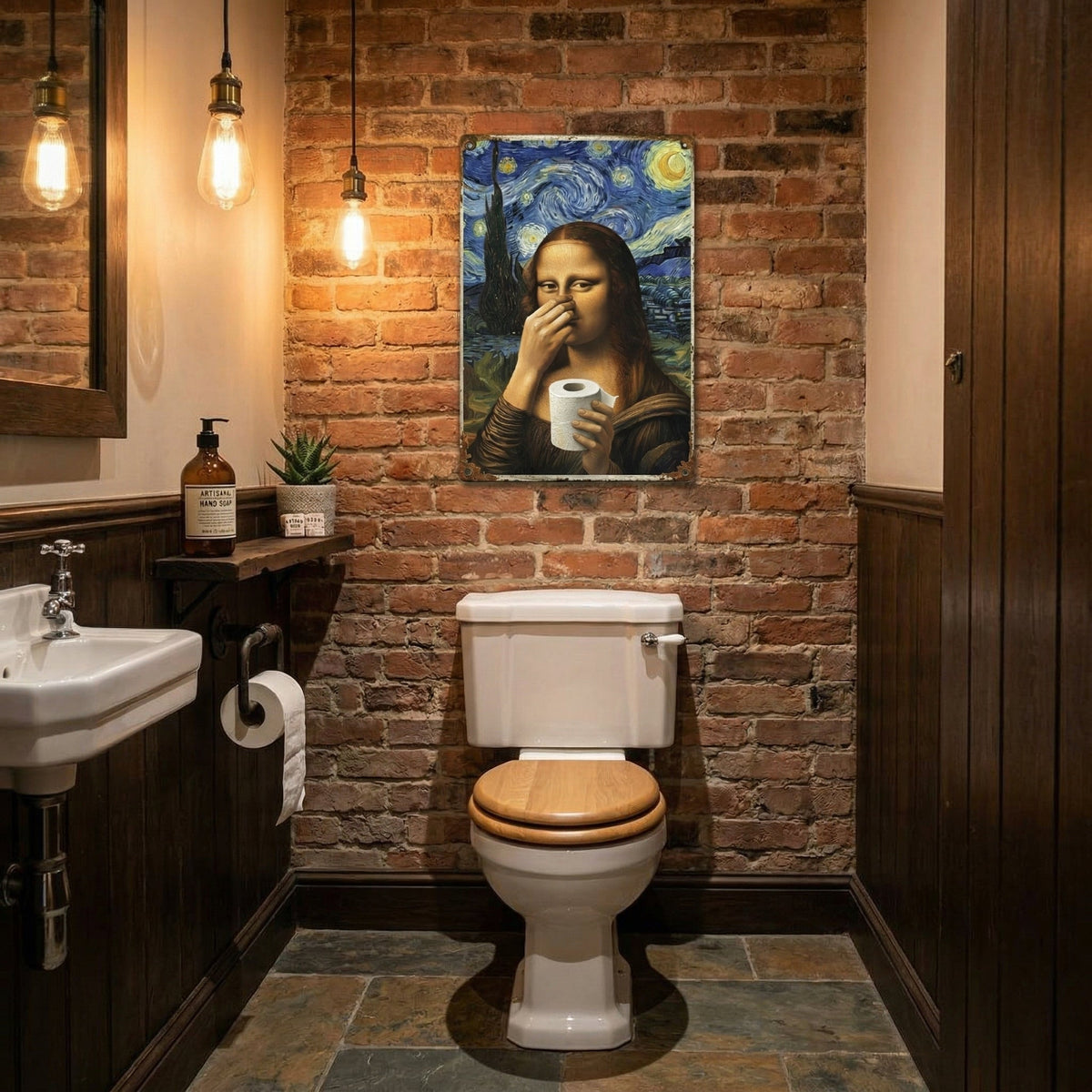 🚽 Mona Lisa Bathroom Metal Sign