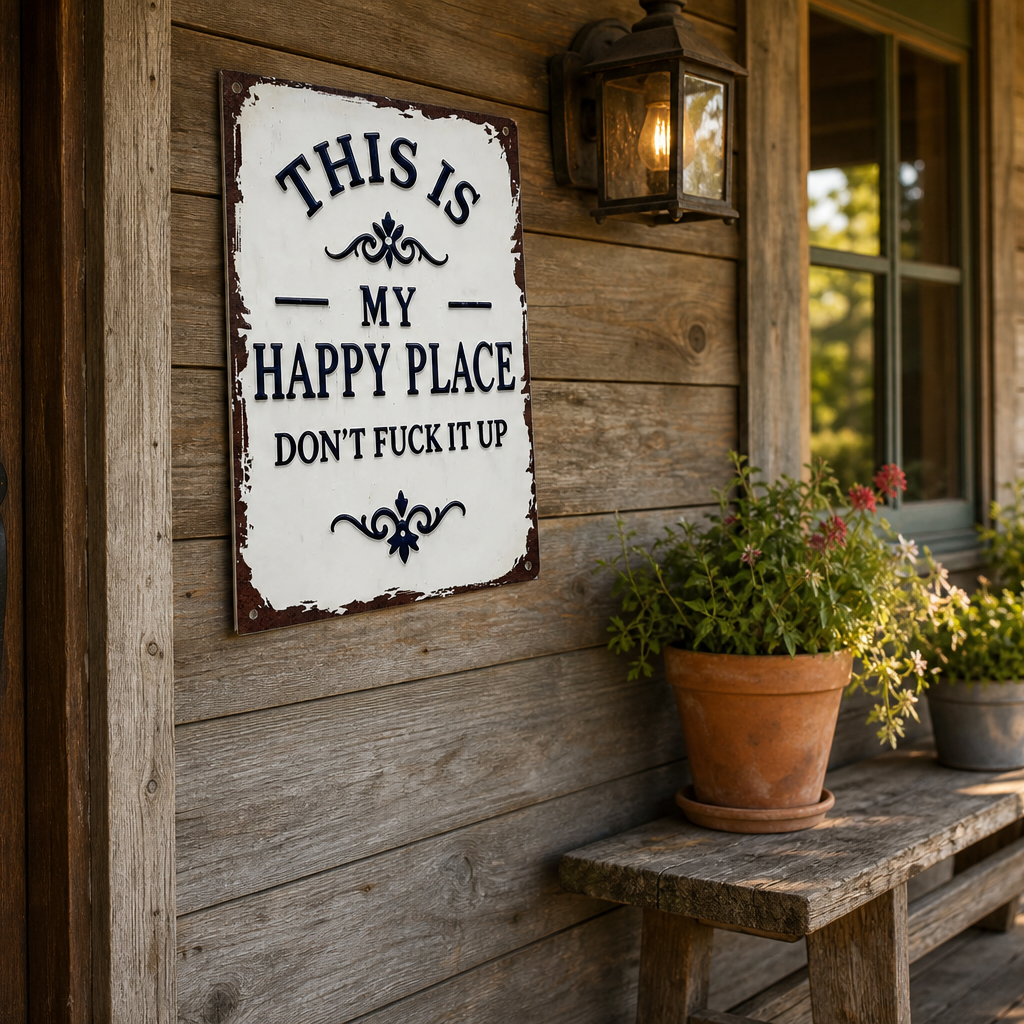 Vintage Metal Tin Sign - This Is My Happy Place Don’t Fuck It Up
