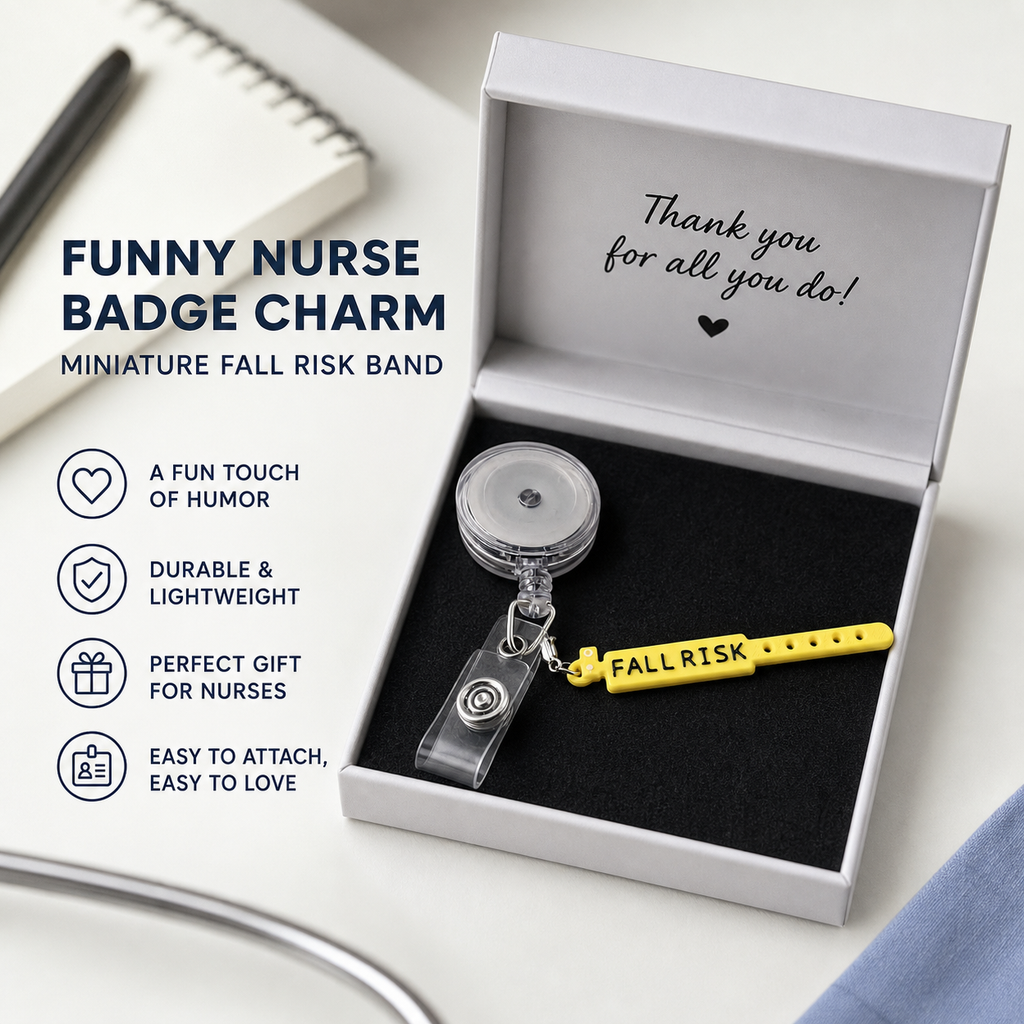 Funny Nurse badge charm - Miniature Fall Risk band